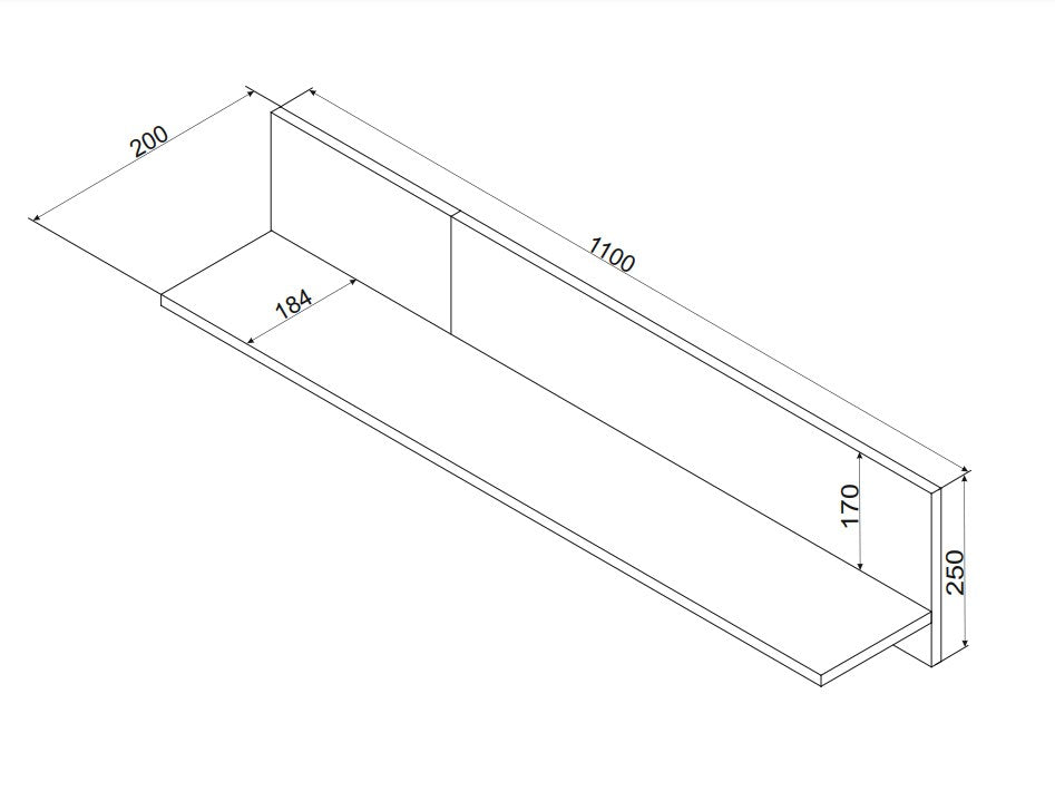 Cama MERCI Shelf 110x20x25 Black/Oak Artisan