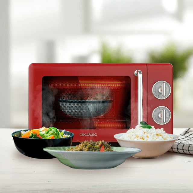 Cecotec 01710 Microwave Red, Stainless Steel 20 L 700 W Countertop 6 Power Levels Grill Function