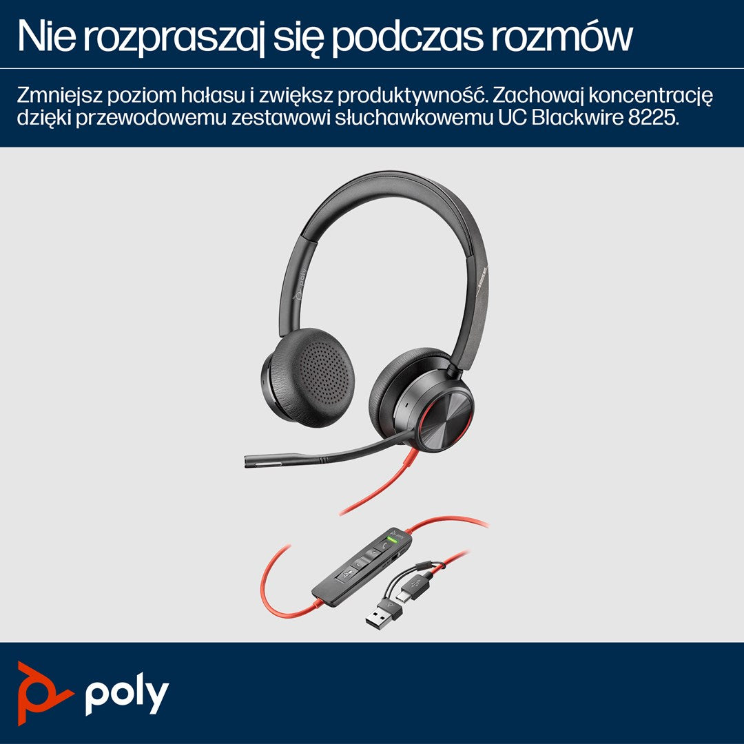 HP Poly Blackwire 8225 USB-C Headset