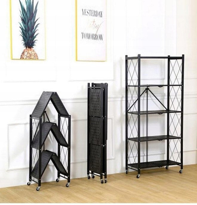 FS005 Foldable Warehouse Shelf Black 5 Shelves