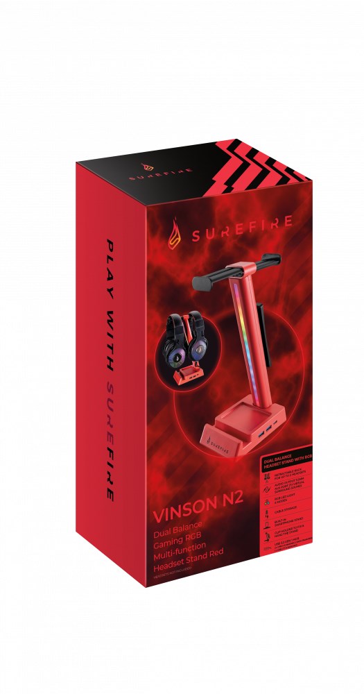 SureFire VINSON N2 Headset Stand 48848 - Universal Compatibility - USB Type-C - Red