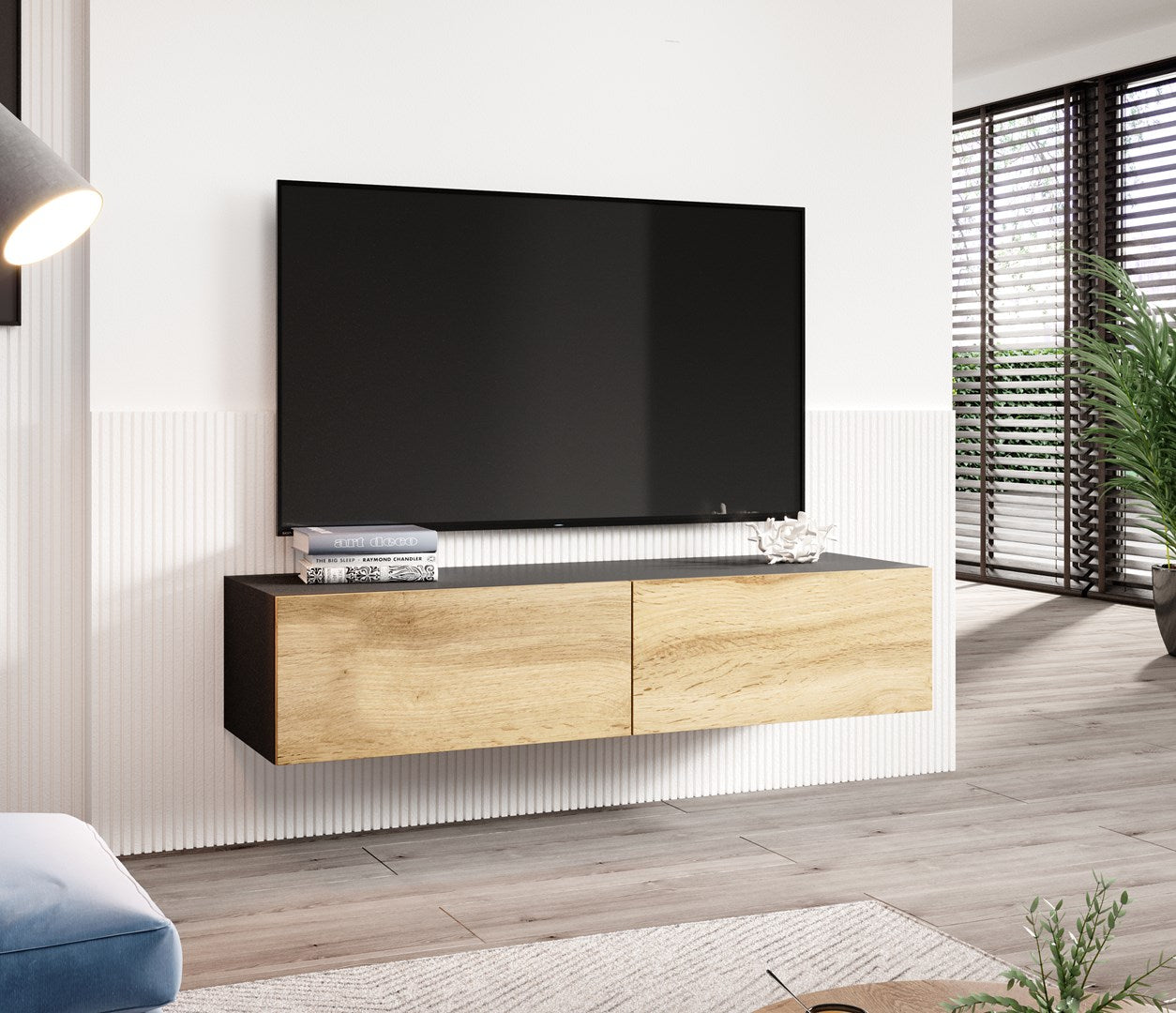 Cama TV Stand VIGO 140 30/140/40 Black/Wotan Oak