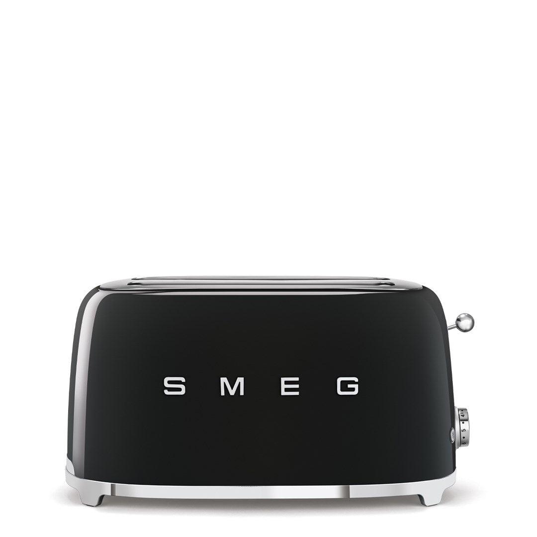 Smeg TSF02BLEU 4-Slice Toaster, Black, 36 mm Slots, 6 Browning Levels
