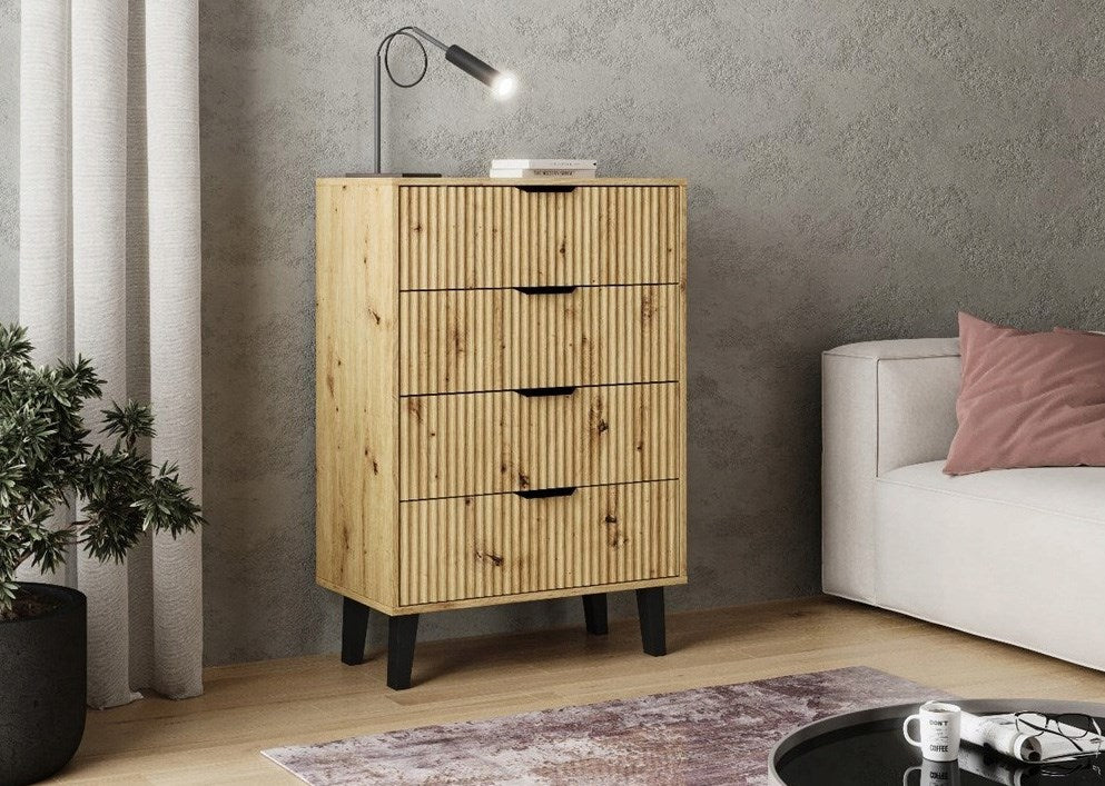 SCANDI 4S Slim Chest of Drawers Artisan Oak