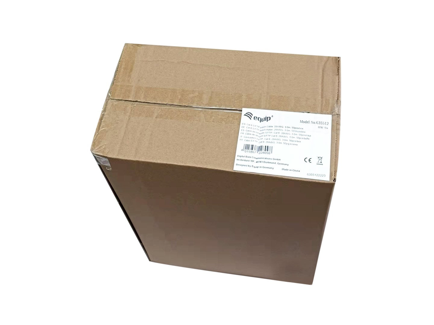 equip Cat.6 S/FTP Patch Cable - RJ-45 (M) to RJ-45 (M) - 25 cm - Halogen-Free, Molded, Stranded - White (Pack of 100)
