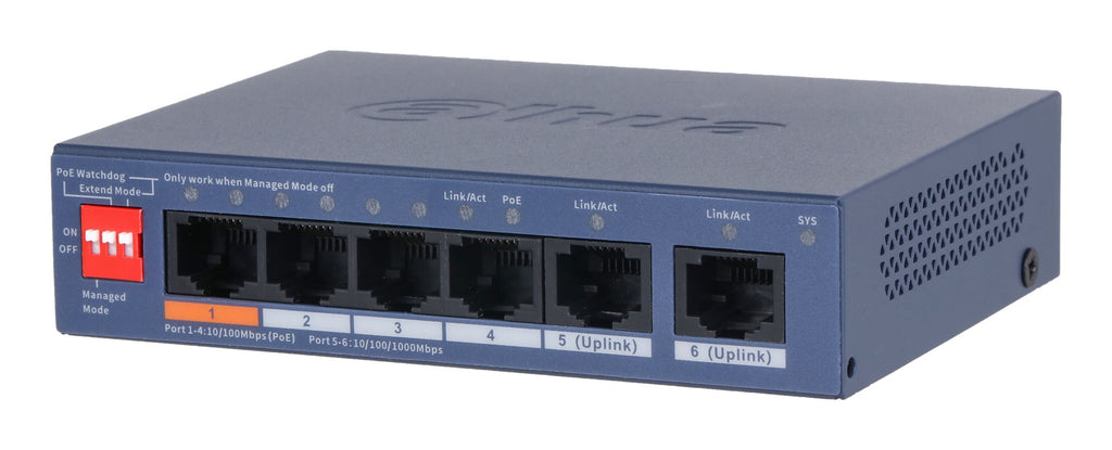 Dahua Technology CS4006-4ET2GT-60 Managed L2 Network Switch Gigabit Ethernet (10/100/1000) PoE Blue