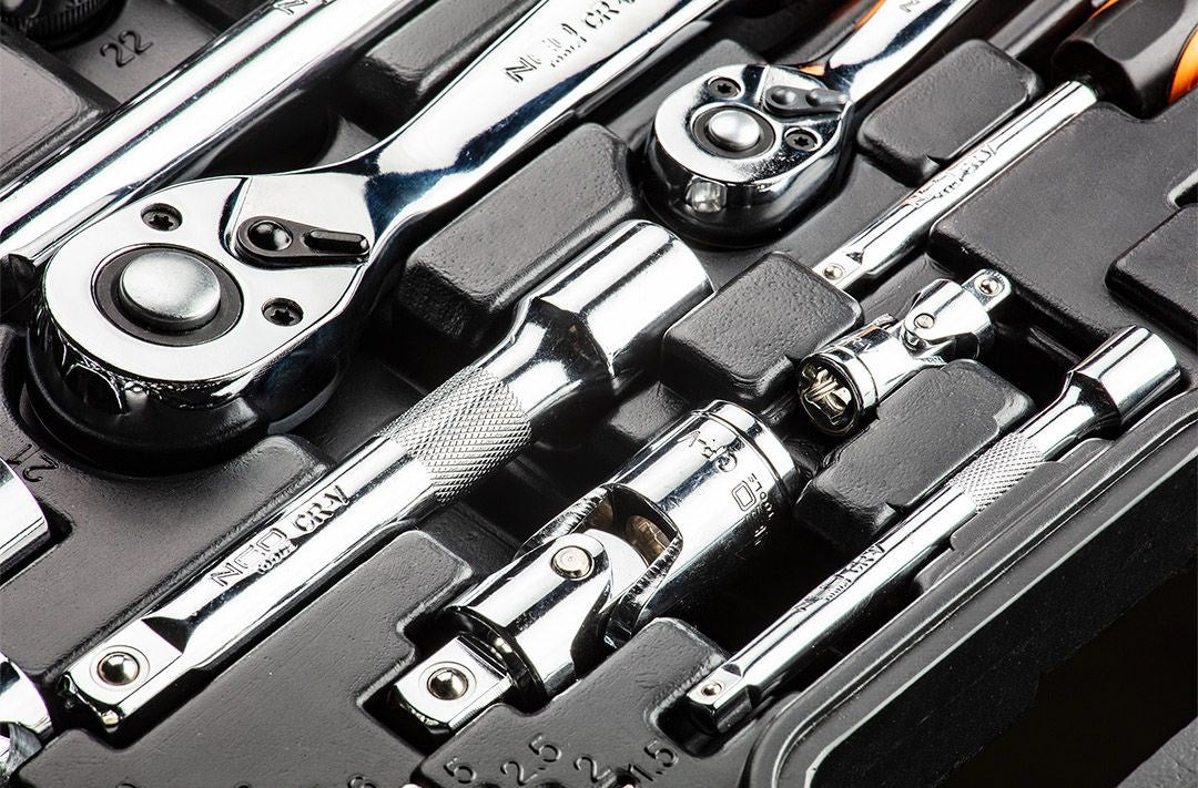 Socket Wrench Set 1/4 1/2 77 pcs CrV for Various Sizes