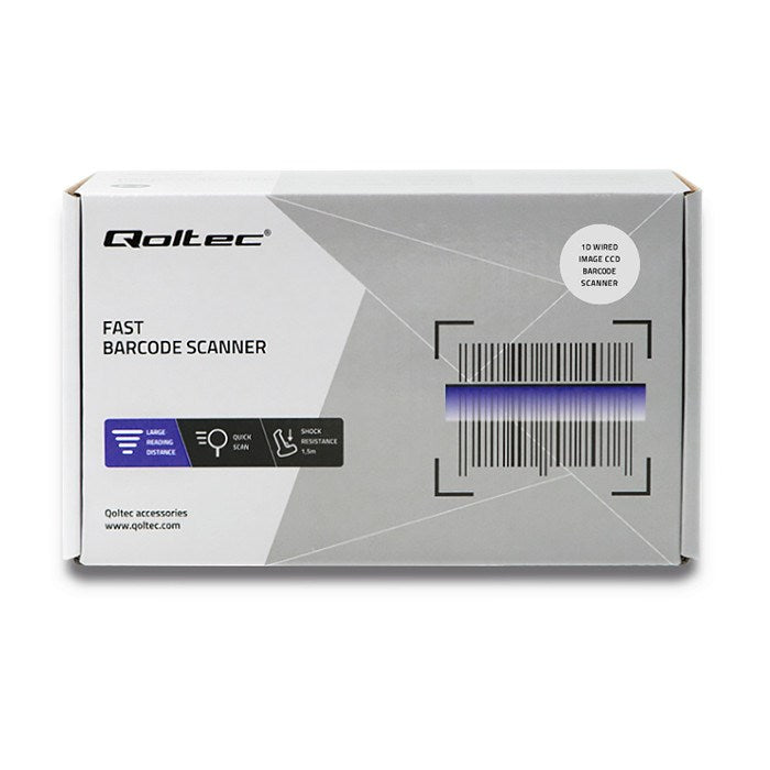 Qoltec 50866 Laser Barcode Reader 1D CCD USB Black