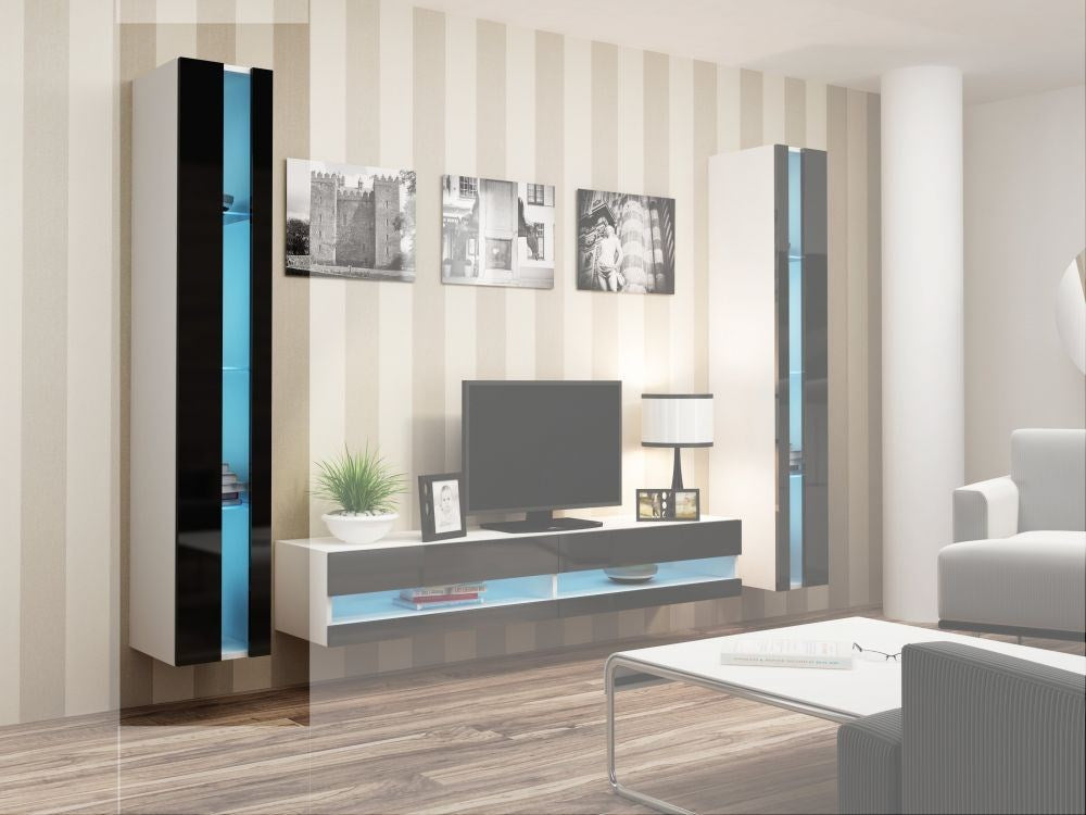Cama Shelf Unit VIGO NEW 180/40/30 White/Black Gloss