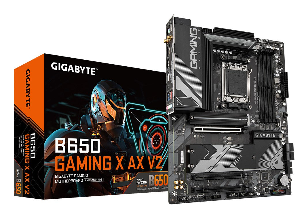 Gigabyte B650 GAMING X AX V2 - 1.X - Motherboard - ATX - Socket AM5 - AMD B650 Chipsatz - USB-C 3,2 Gen2, USB 3,2 Gen 2, USB 3,2 Gen 1, USB-C 3,2 Gen 2x2 - 2,5 Gigabit LAN, Wi-Fi 6E, Bluetooth - Onboard-Grafik (CPU erforderlich) - HD Audio