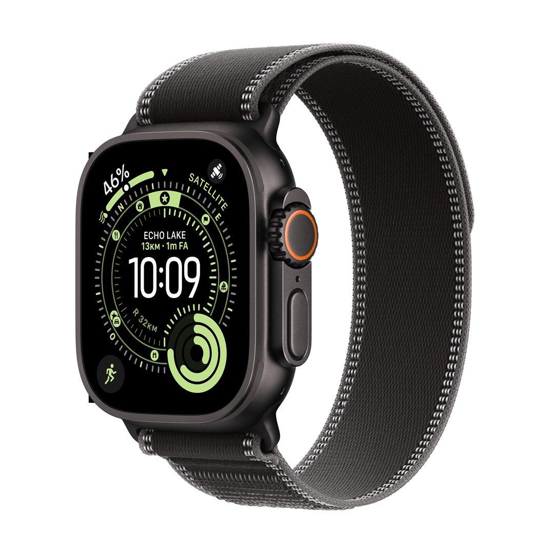 Apple Watch Ultra 3 GPS + Cellular 49 mm Black Titanium Case with Black/Charcoal Trail Loop - S/M (MF1D4QF/A)