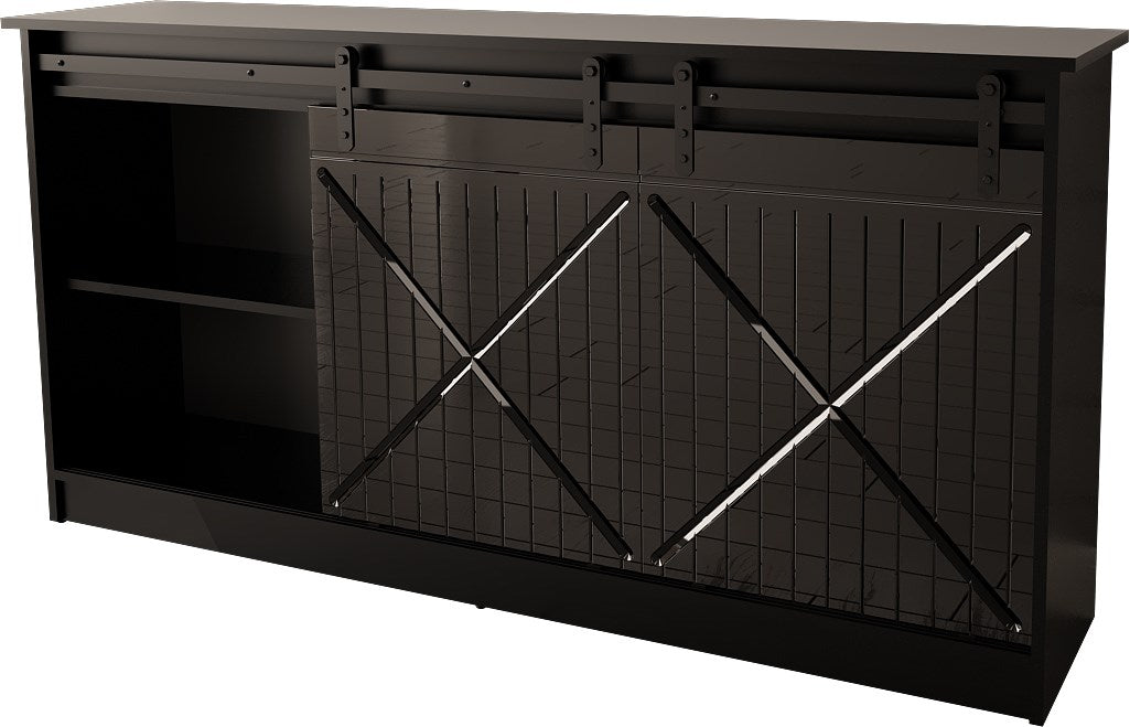 GRANERO Chest of Drawers 160x80x35 cm Black Gloss