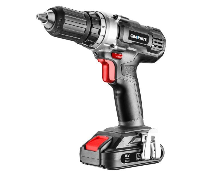 GRAPHITE Cordless Drill 58G006 - 18V, Keyless Chuck, 1250 RPM, 24300 g