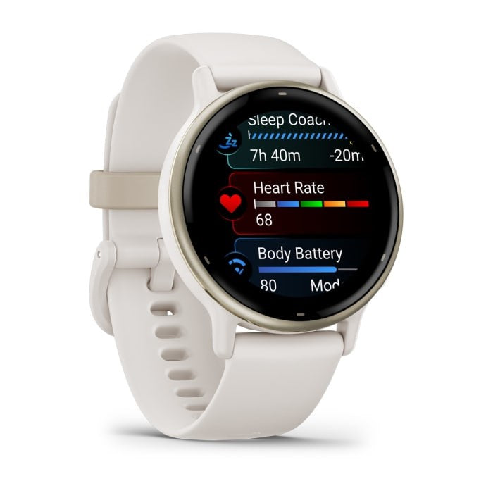 Garmin vívoactive 5 - Ivory - intelligente Uhr mit Band - Silikon - Handgelenkgröße: 125-190 mm - Anzeige 3,04 cm (1,2") - 4GB - Bluetooth, ANT+, Wi-Fi - 26 g (010-02862-11)