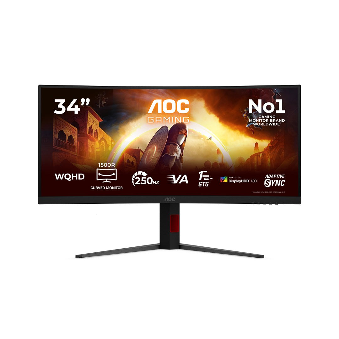 AOC G4 CU34G4ZCA computer monitor 86.4 cm (34 ) 3440 x 1440 pixels Wide Quad HD Black  Red