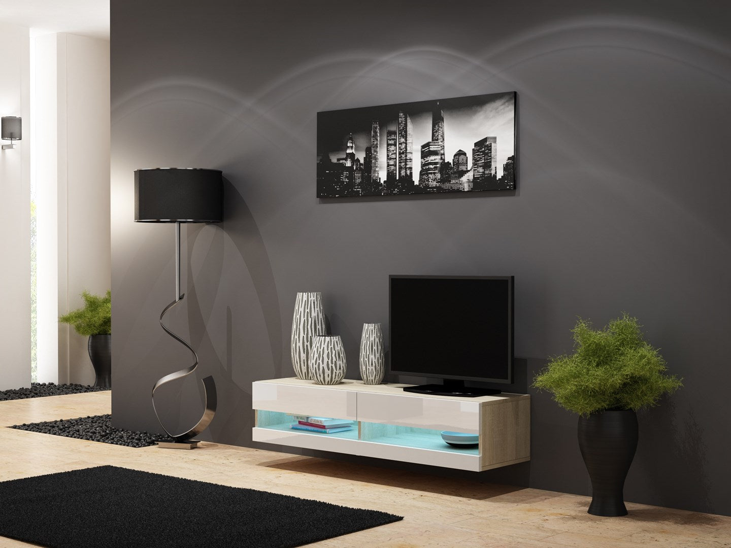 Cama VIGO NEW TV Stand 30/140/40 Sonoma/White Gloss