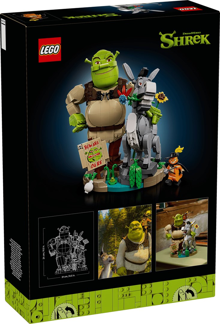 LEGO ICONS Shrek, Donkey and Puss in Boots Set, 1403 Pieces, Ages 18+, Model 72423