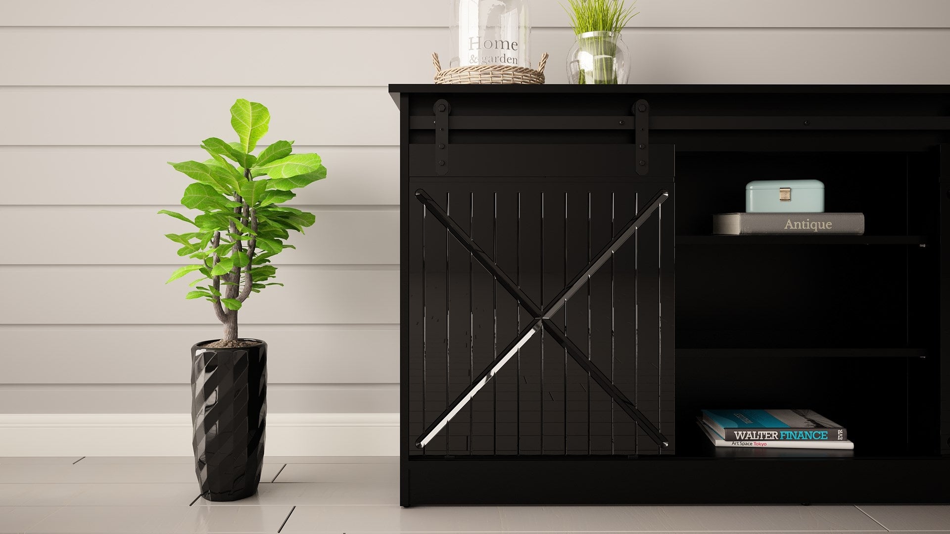 GRANERO Chest of Drawers 160x80x35 cm Black Gloss