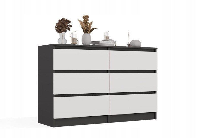 Malwa M6 Chest of Drawers 120 cm 6 Drawers Anthracite/White