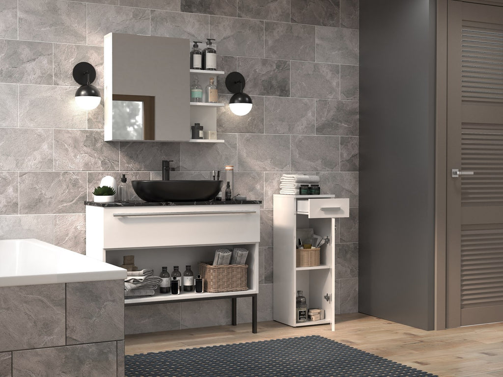 Topeshop Bathroom Storage Cabinet NEL V DS BIEL POŁ White