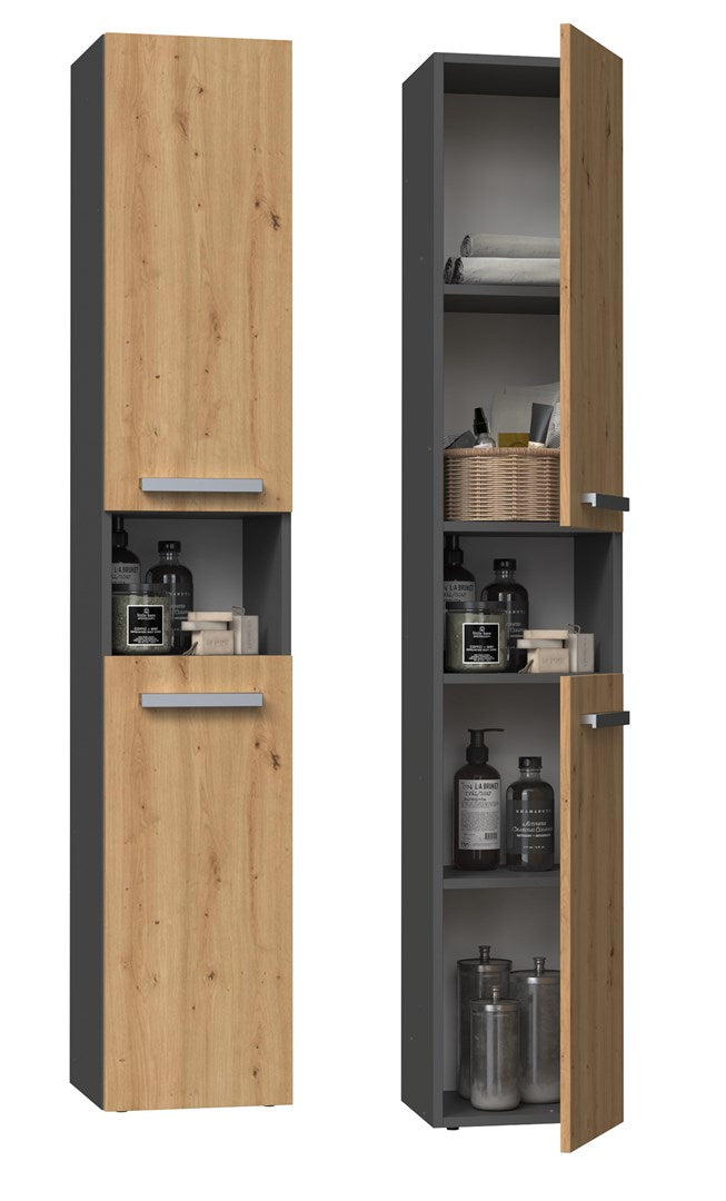 Topeshop Bathroom Storage Cabinet NEL I ANT/ART Graphite Oak
