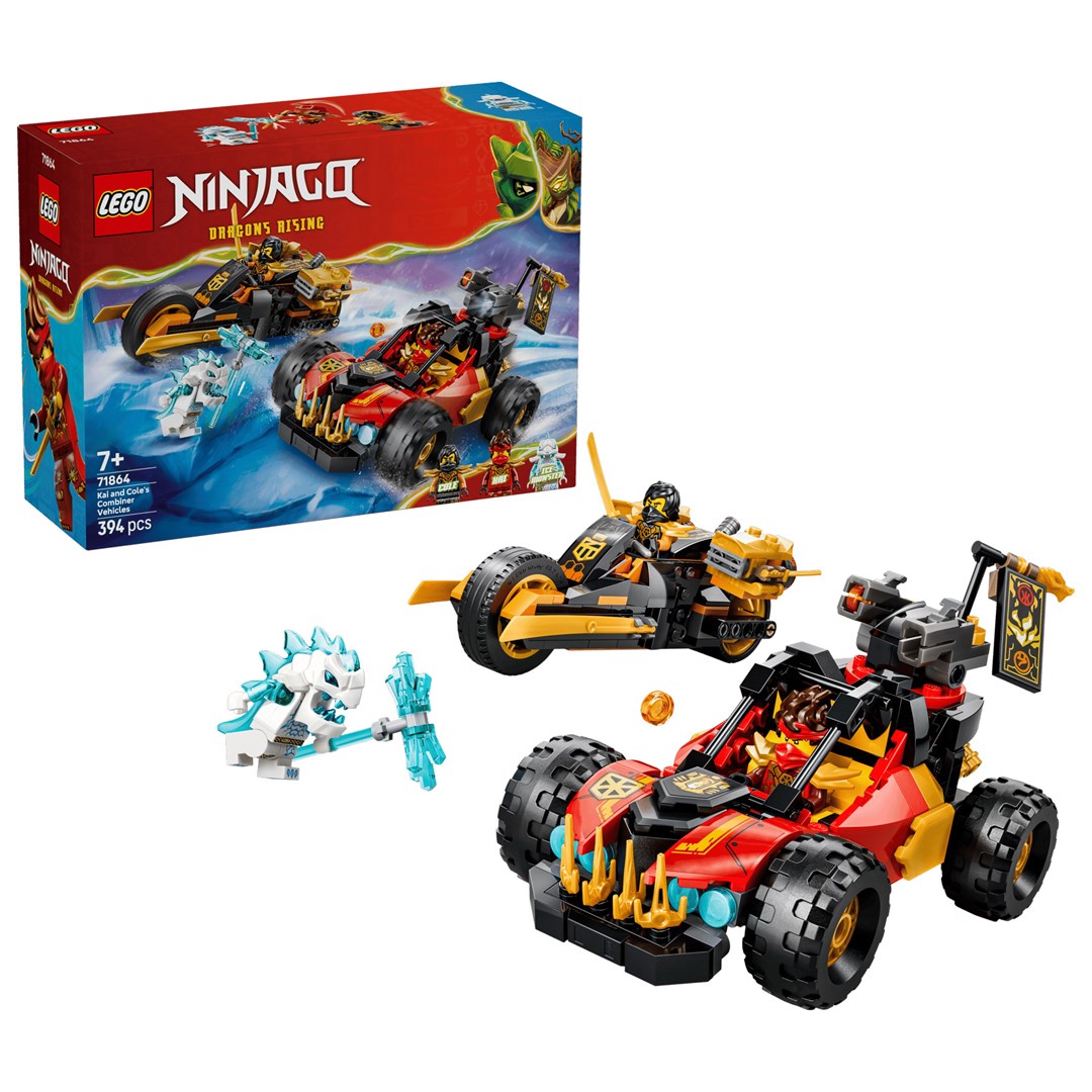 LEGO NINJAGO Kai and Cole's Combiner Vehicles Set, 394 Pieces, Ages 7+, Model 71864