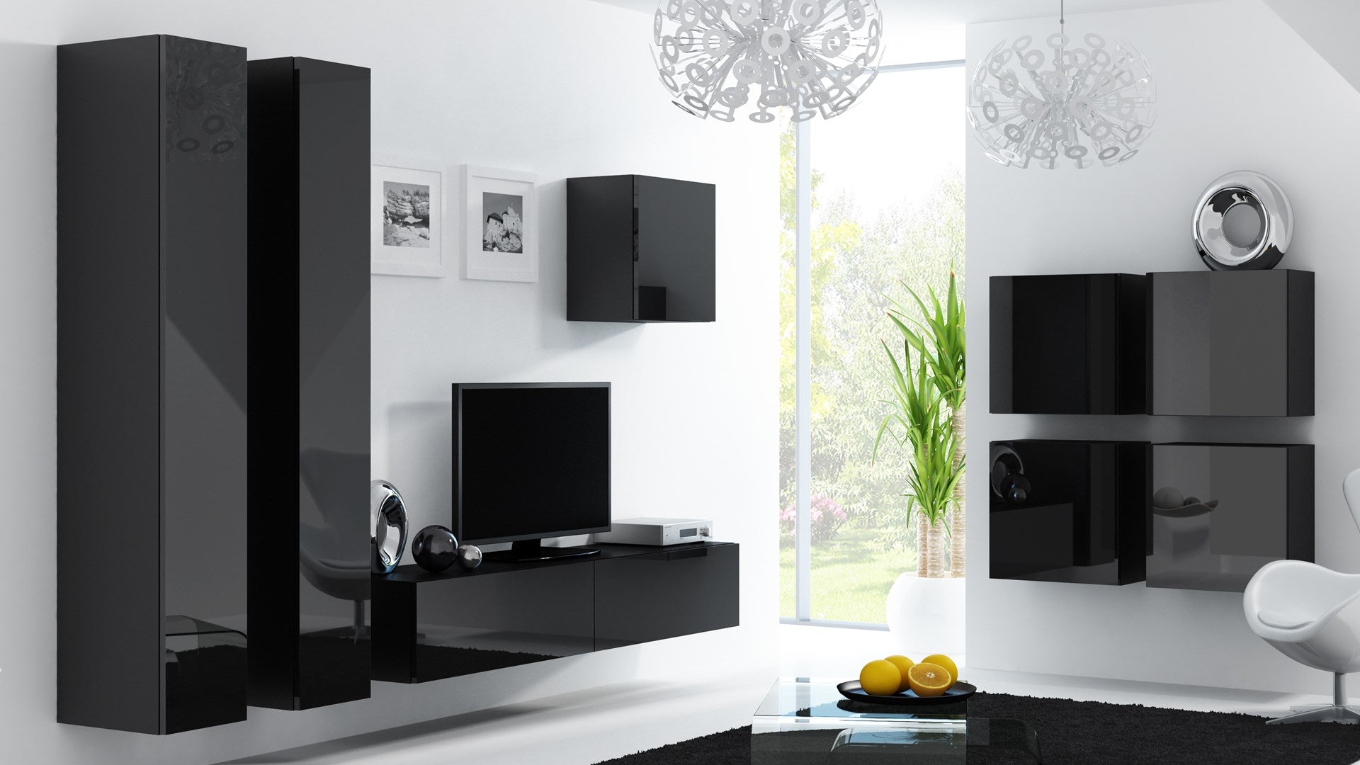 Cama Square cabinet VIGO 50/50/30 black/black gloss