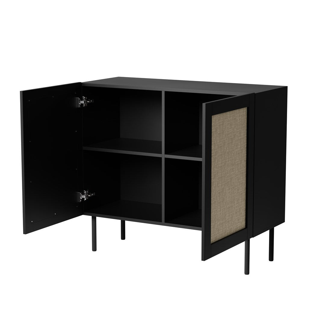 JUTA 2D Chest of Drawers 100x39.5x90 Black + Linol Calabria