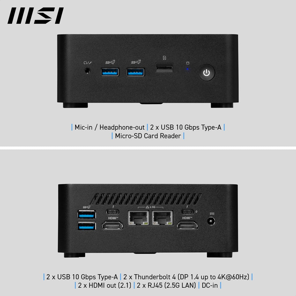 MSI Cubi NUC 1M Intel Core 3 100U (14th Gen - Series 1) Barebone  NUC  SFF  Mini Computer  HTPC  (NO RAM  NO Storage  NO OS)  Intel Graphics/DDR5/Dual ThunderBolt 4/Dual HDMI/Dual LAN/WiFi 6E/BT 5.3/VESA - NUC 1M i3 100U BB