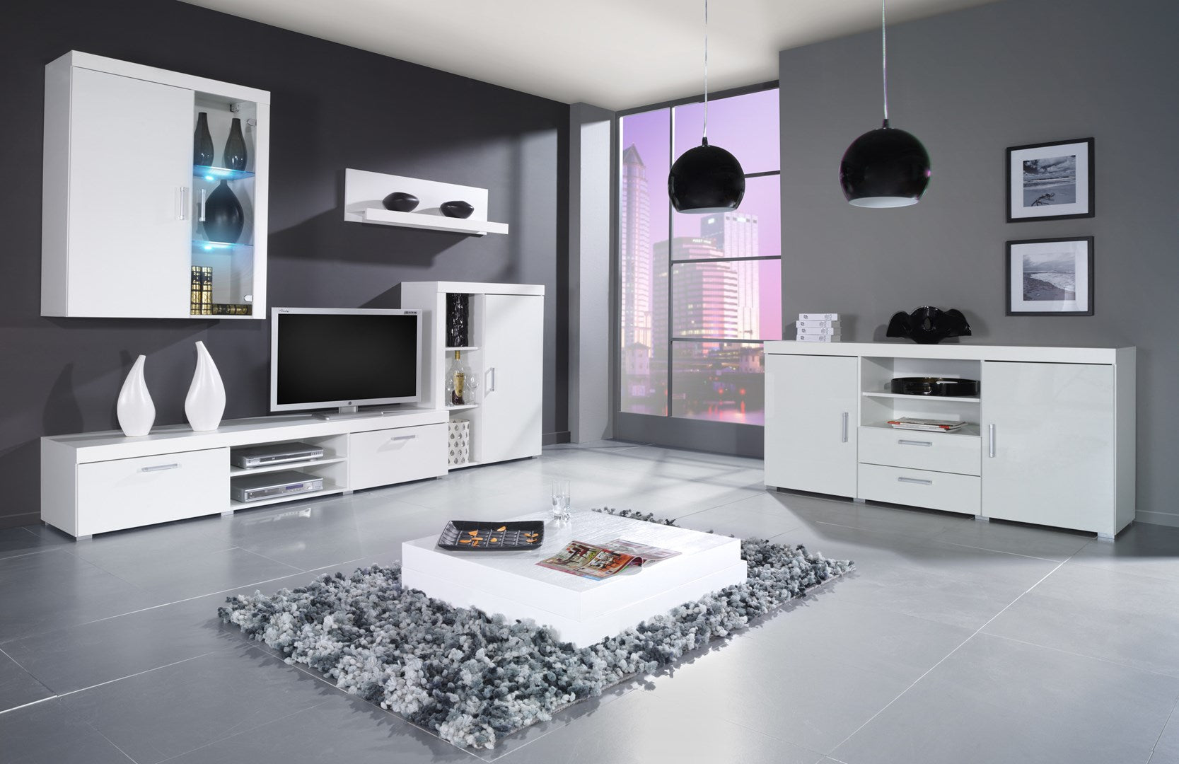 Cama Hanging Display Cabinet SAMBA White/White Gloss