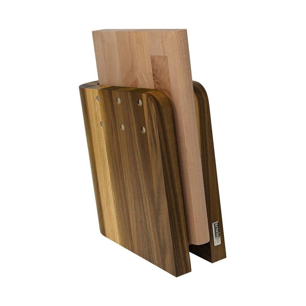 Artelegno Grand Prix Magnetic Walnut Knife Block + Cutting Board