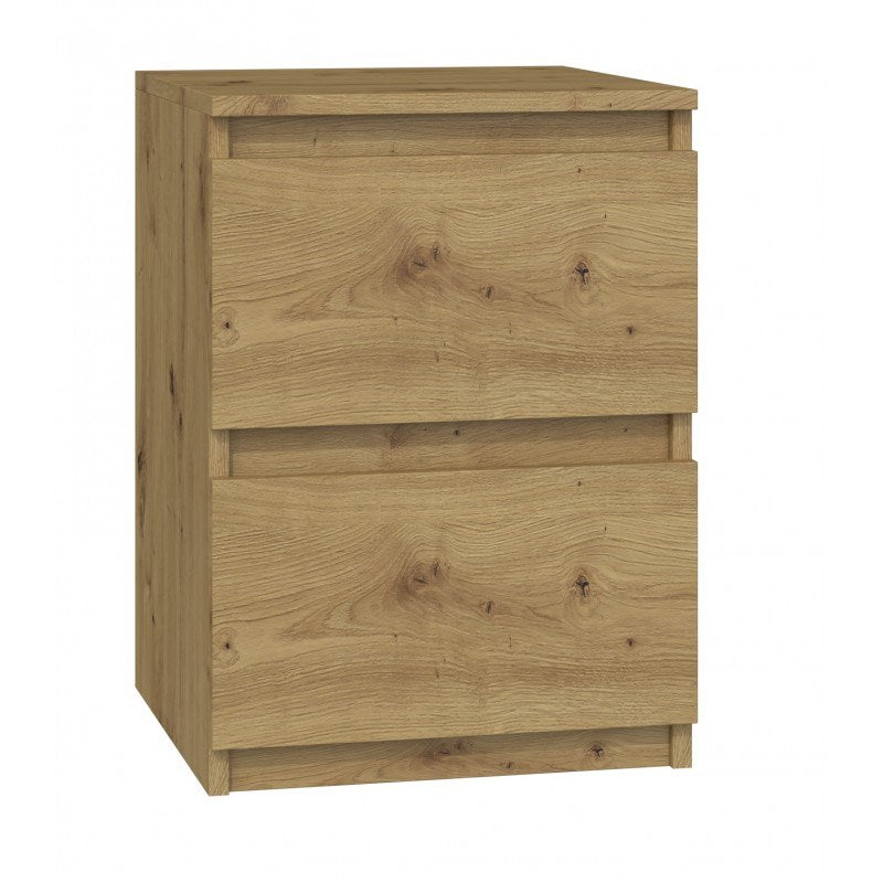 M2 Malwa Bedside Table 2 Drawers Artisan Oak