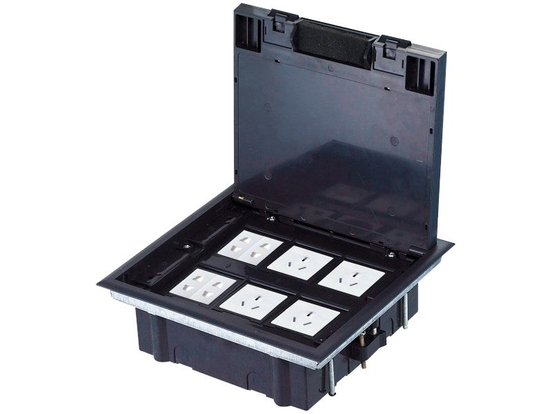 A-LAN Floor Box 6 M 6 x (45x45) Black PP005