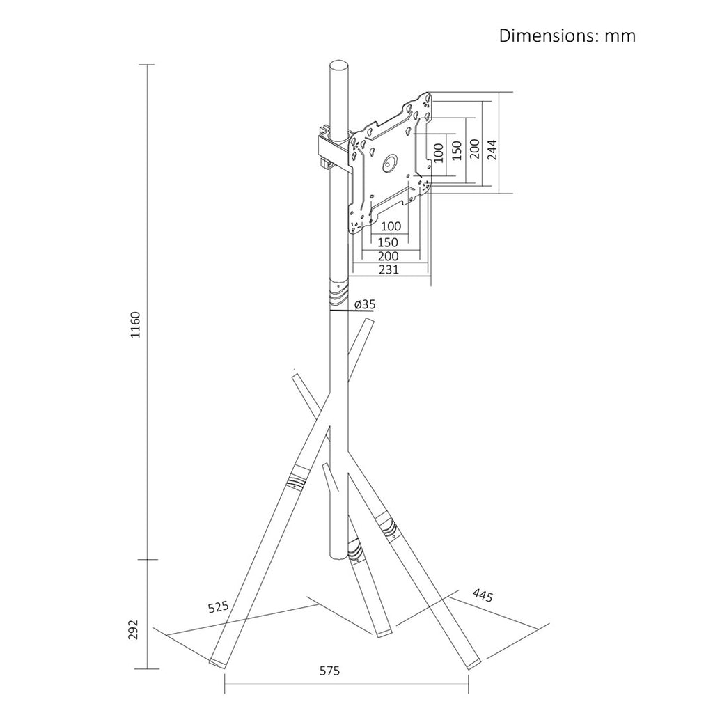 Maclean Freestanding TV Floor Mount for 27" to 55" Screens, Max Weight 60 kg, MC-181 W