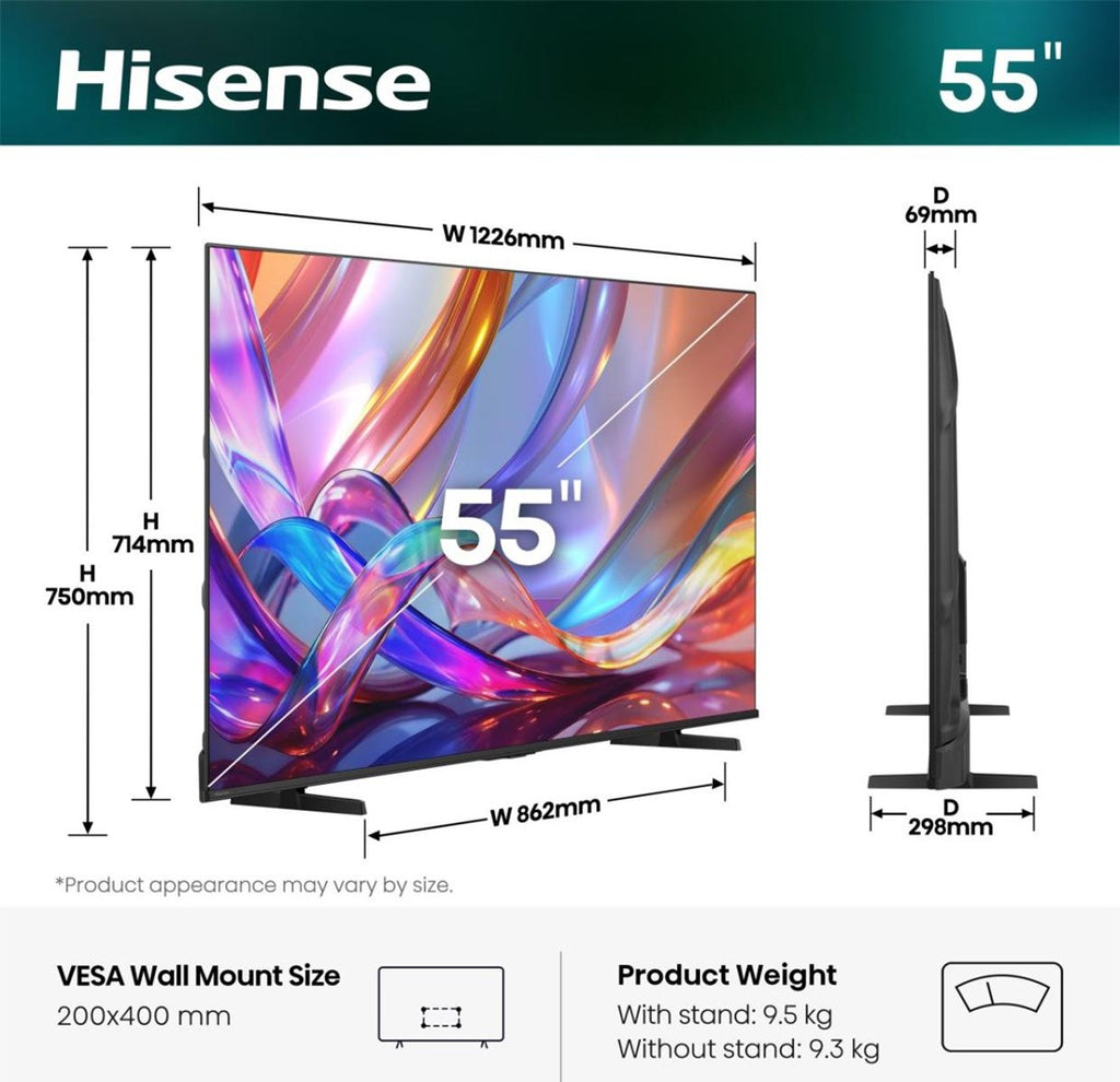 Hisense 55E7S 139.7 cm (55") 4K Ultra HD Smart TV Wi-Fi Black