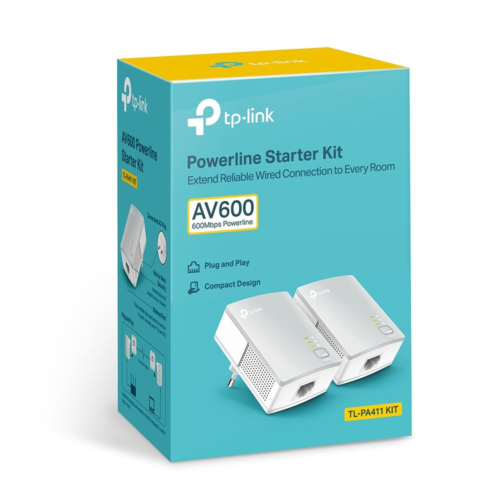 TP-Link PA411KIT 500 Mbps Powerline Adapter Starter Kit White 2 pcs