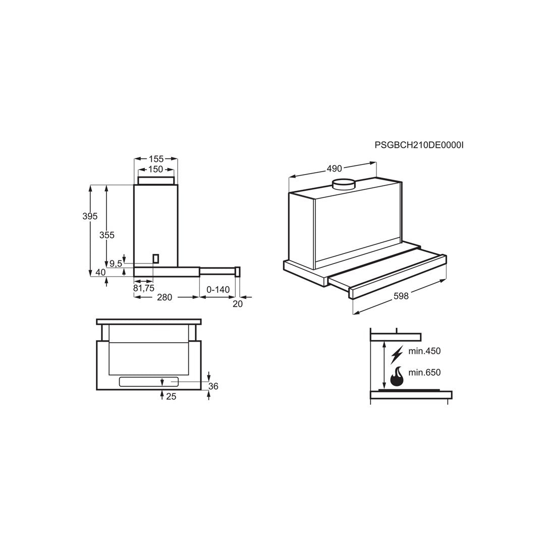 Electrolux Cooker Hood Built-under Grey 600 m3/h LFP616X