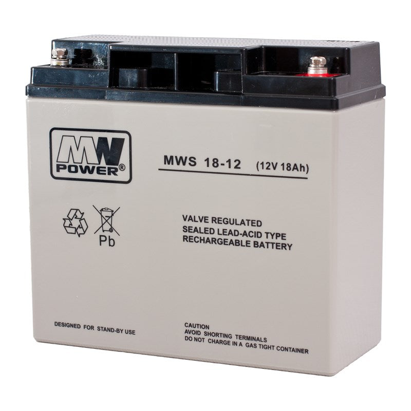 MPL MW POWER MWS 18-12 UPS battery Lead-acid accumulator VRLA AGM Maintenance-free 12 V 18 Ah Black  Grey