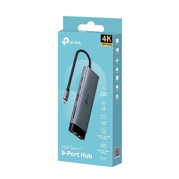 TP-Link UH9120C USB 3.2 Hub 9-in-1 Type-C 5000 Mbit/s for Windows, macOS, Linux, iPadOS, iOS, Android, Chrome OS