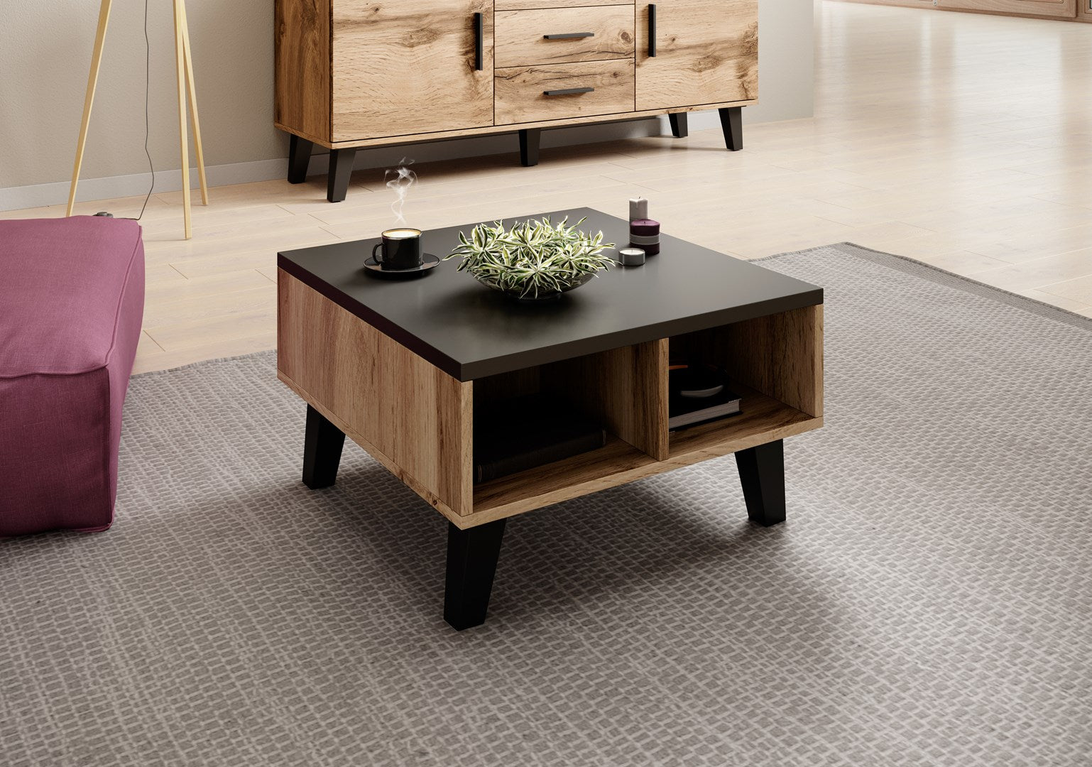 Cama LOTTA 60 Coffee Table Wotan Oak/Mat Black
