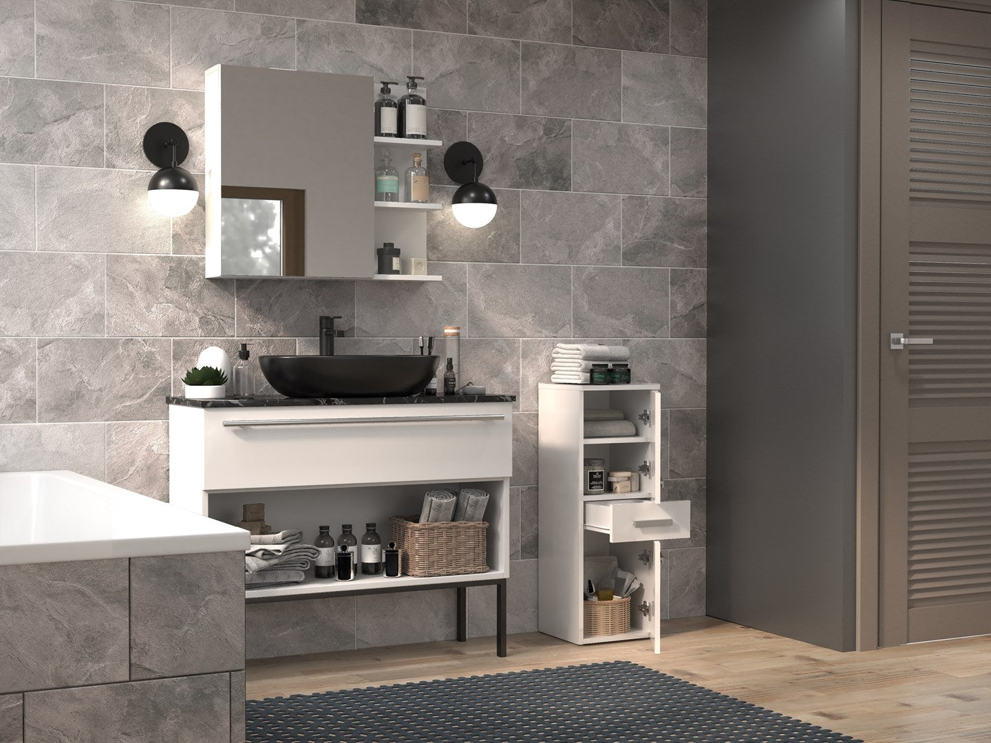 Topeshop NEL V DDS BIEL POŁ Bathroom Storage Cabinet White