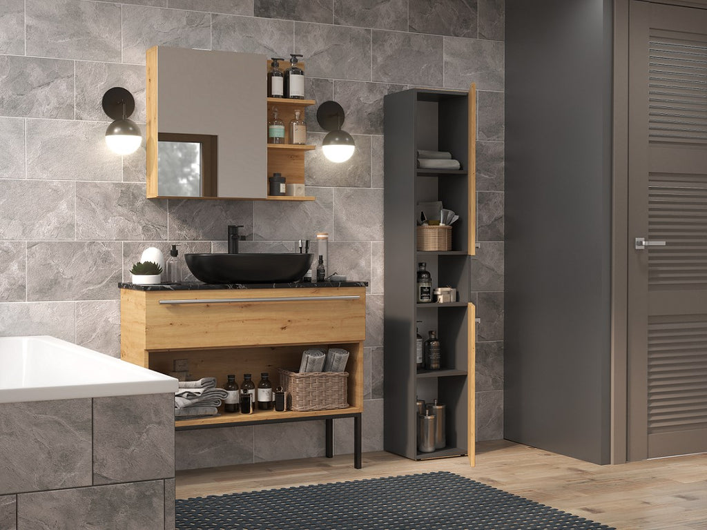 Topeshop Bathroom Storage Cabinet NEL I ANT/ART Graphite Oak