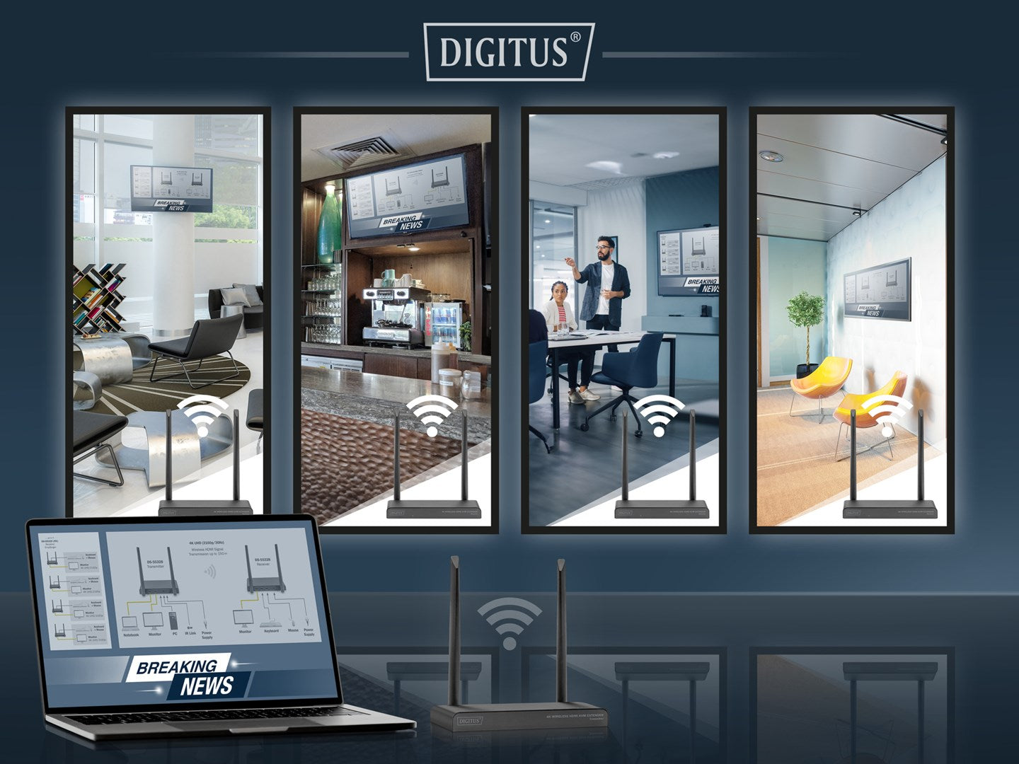Digitus 4K Wireless HDMI KVM Extender Set  150 m