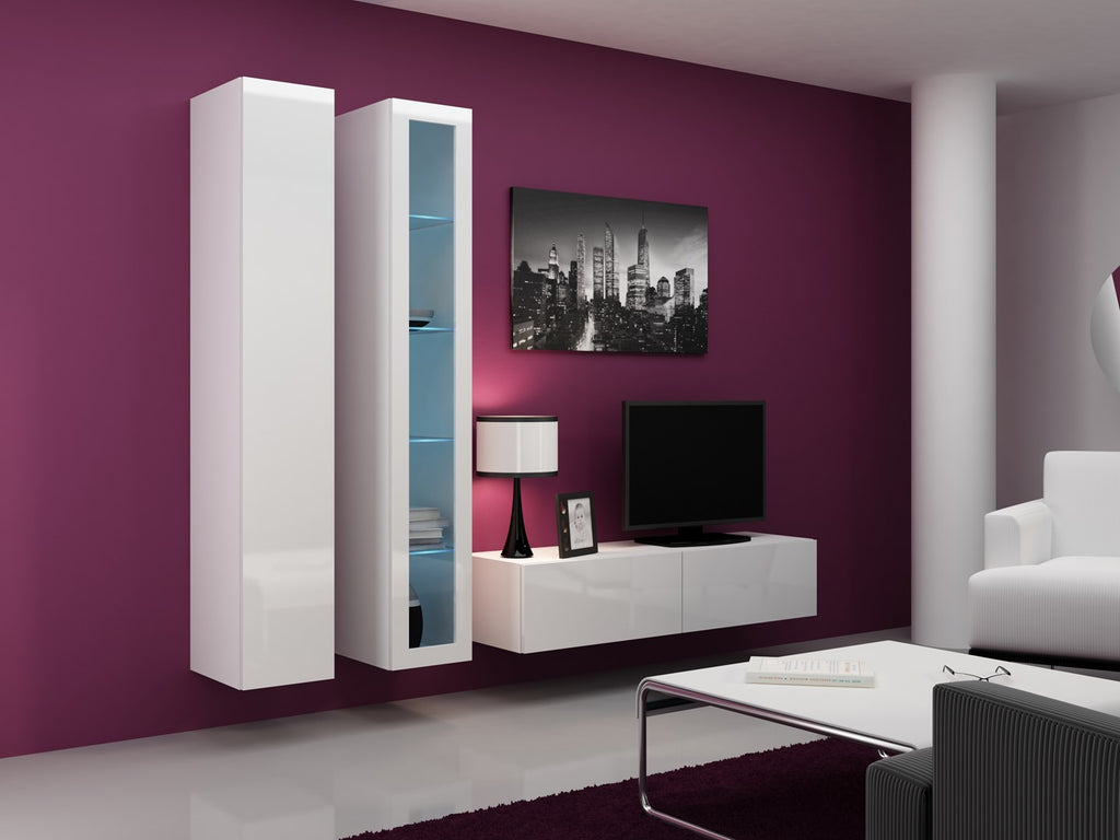 Cama Glass-Case VIGO '180' 180/40/30 White/White Gloss 1 Door 4 Shelves
