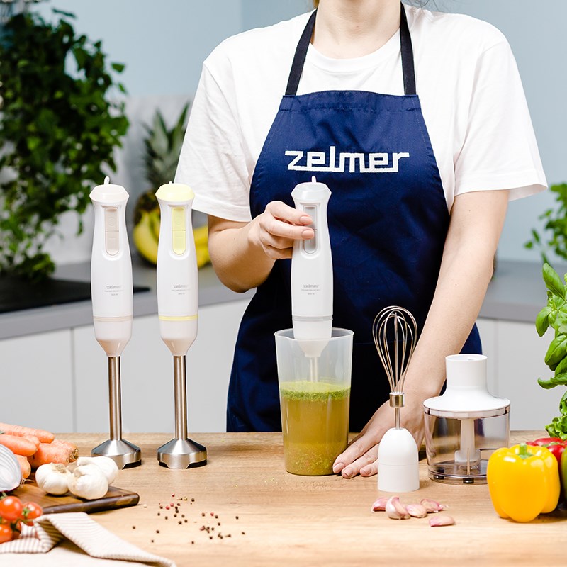 Zelmer Hand Blender 800 W with Splash Guard, 0.45 L Chopper, 0.8 L Pot, Model ZHB4562L