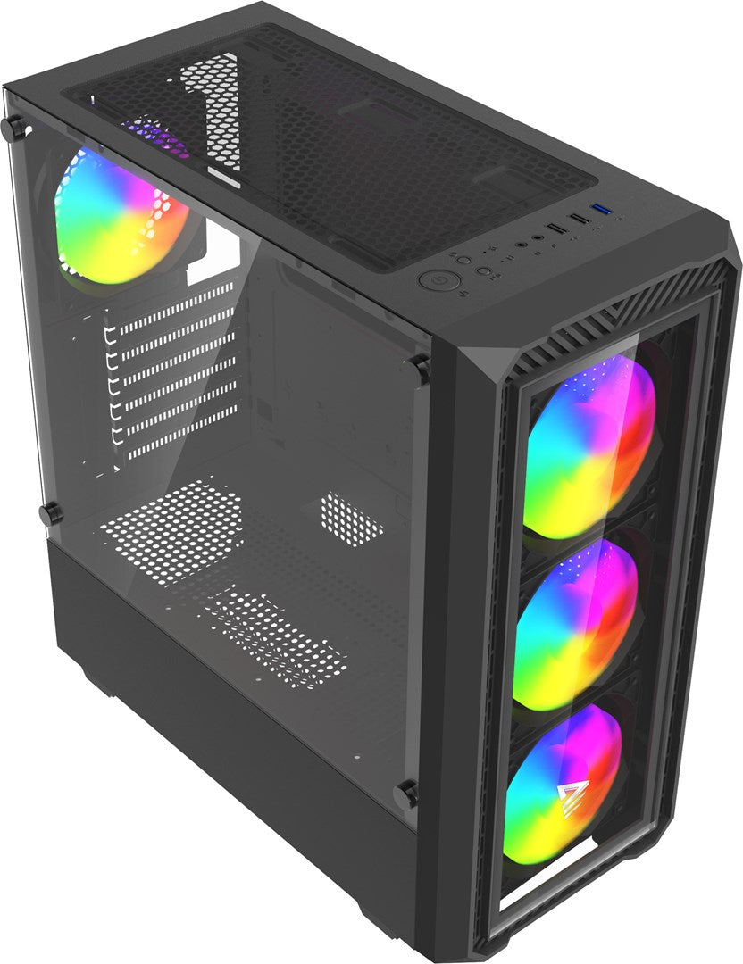 Savio Noctis Glass RGB Cube Black PC Case Micro ATX ATX
