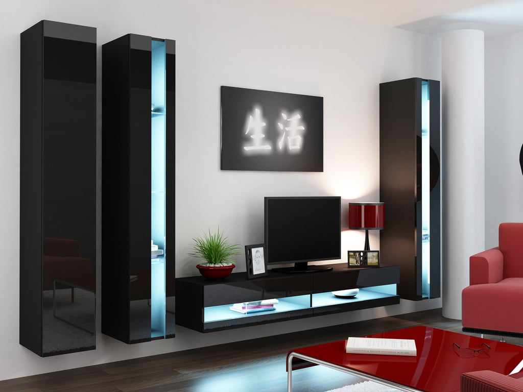 Cama VIGO NEW TV Stand 180x30x40 Black/Black Gloss