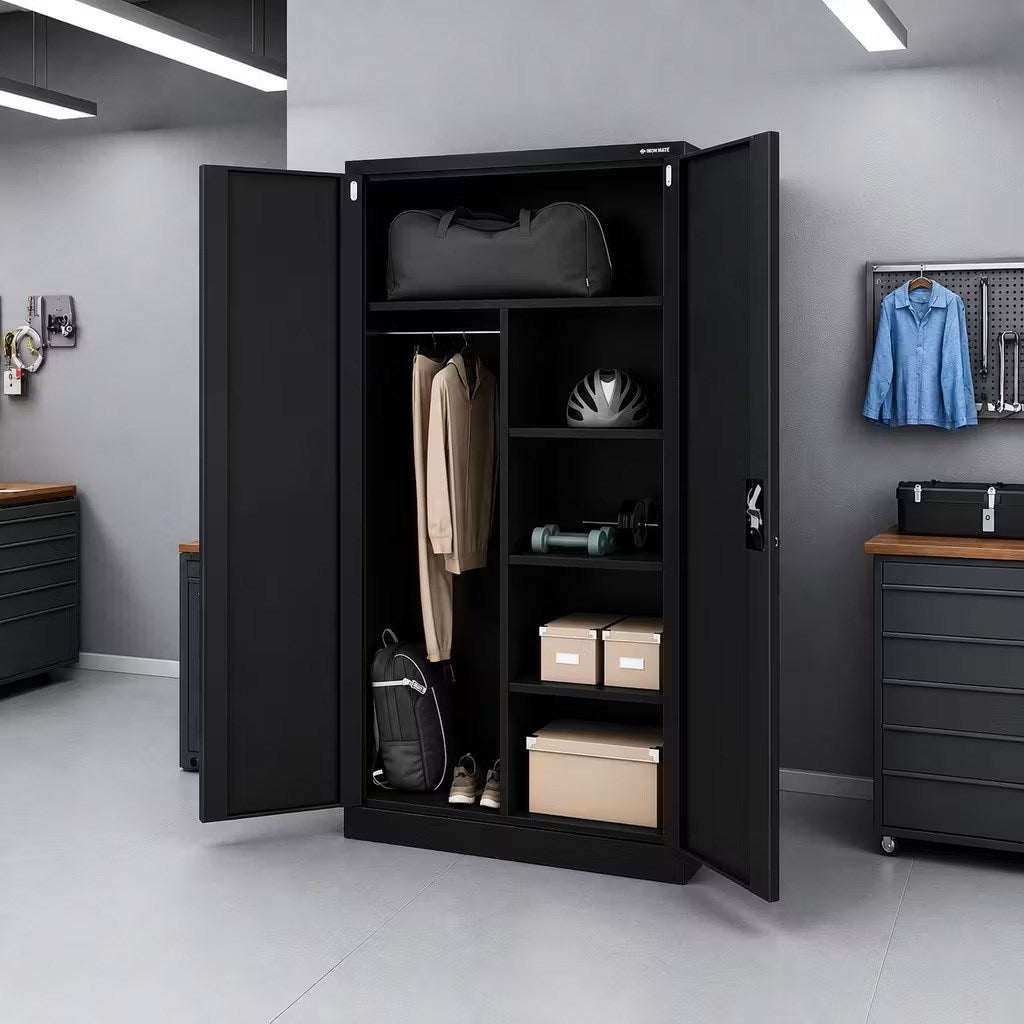 Iron Mate Wardrobe Mars_9005 - Metal, 1850 mm Height, 900 mm Width, 450 mm Depth, Black