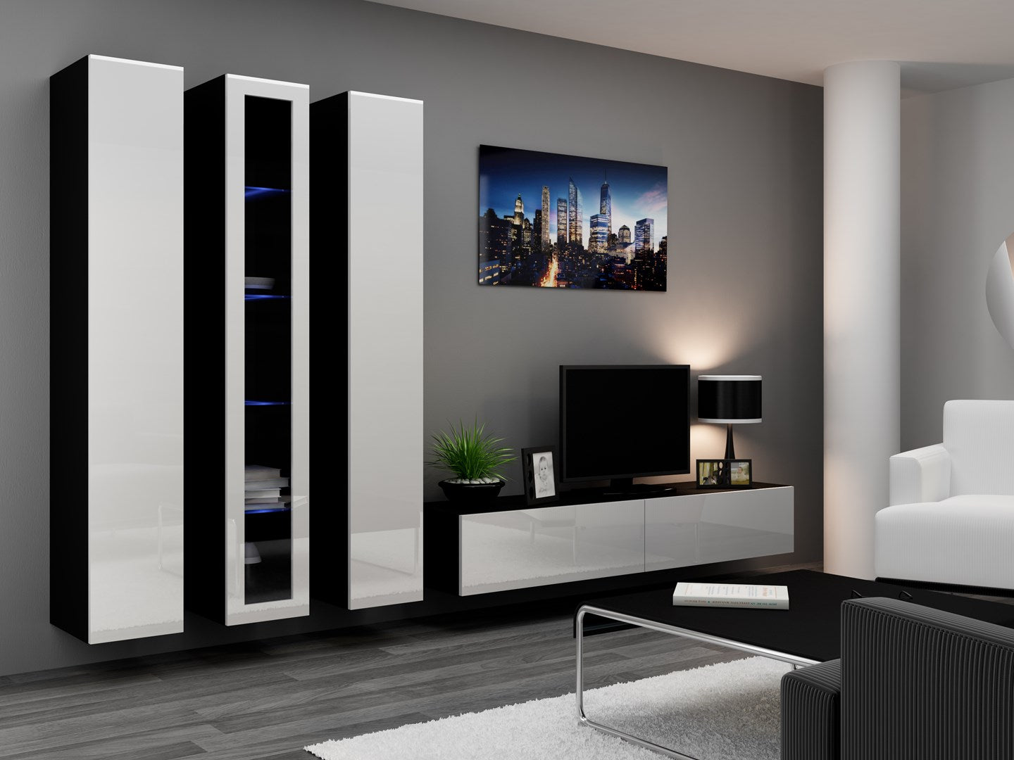 Cama Full Cabinet VIGO '180' 180/40/30 Black/Black Gloss