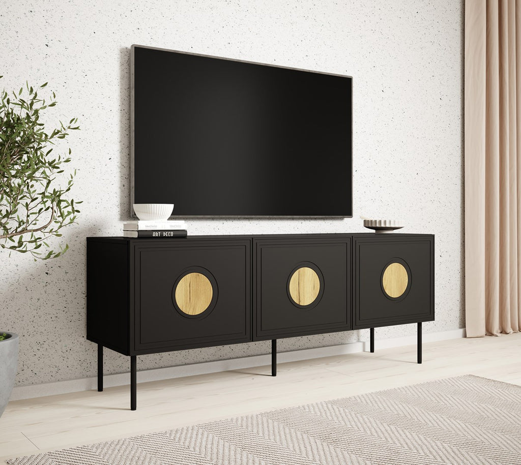 PALAZZO RTV Cabinet 150x42x60 Black + Oak Craft